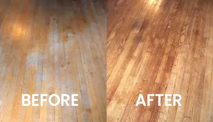 before and after hardwood floor cleaning